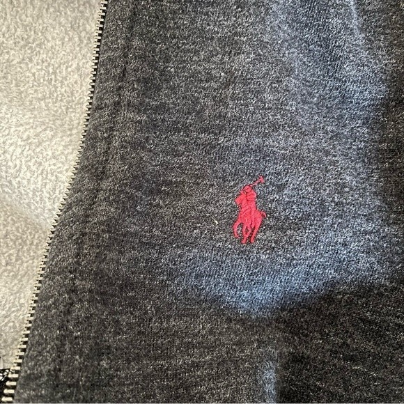 POLO RALPH LAUREN HOODIE Sweat Jacket Full Zip Charcoal Grey Faded Black Size XS - Picture 6 of 9